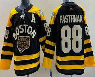 Mens Boston Bruins #88 David Pastrnak Black 2023 Winter Classic Authentic Jersey